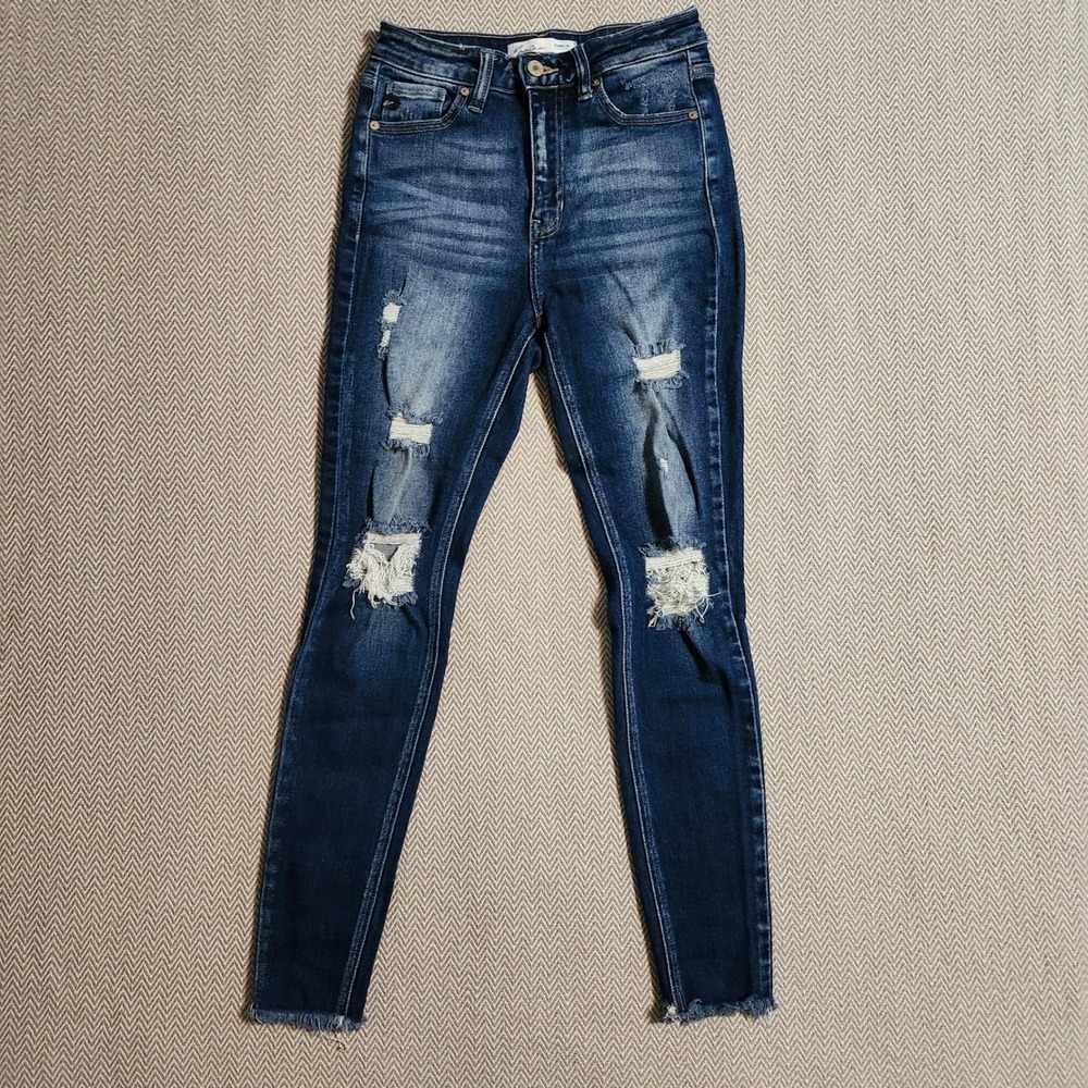 KanCan Maurices High Rise Skinny Distressed Jeans Dark Wash 25 117873
